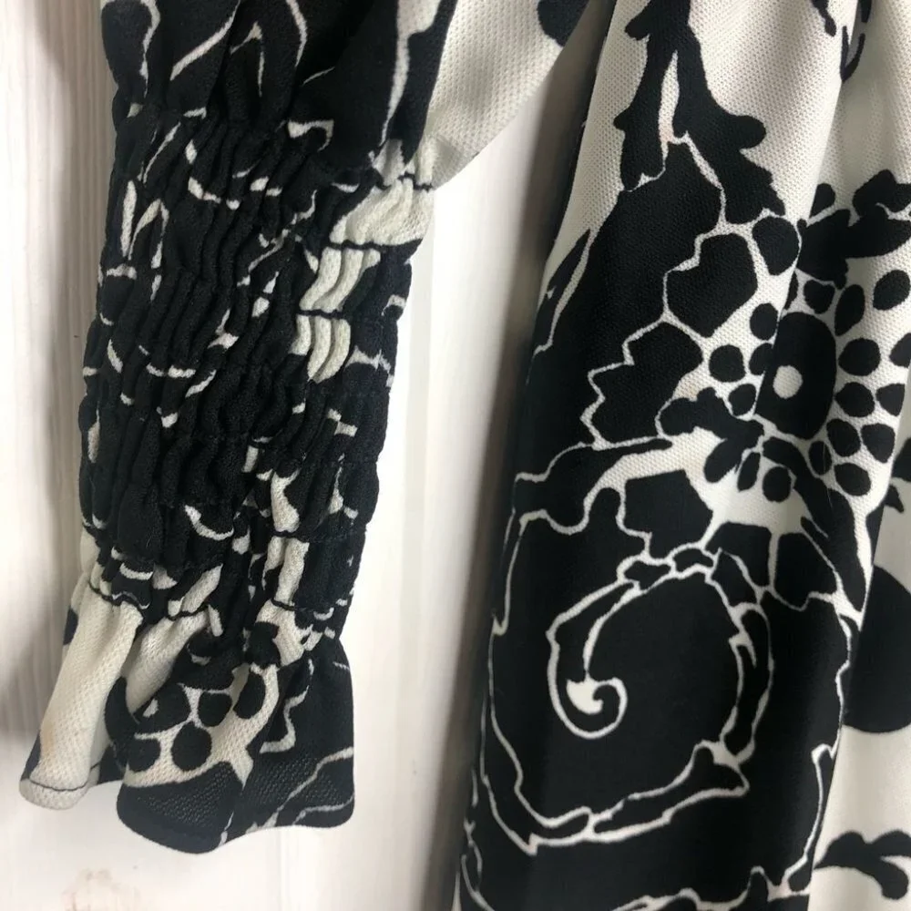 Vintage 60’s Union Label Black & White Long Sleeve Maxi Cottagecore Dress - Picture 5 of 10